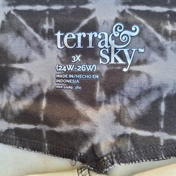 Terra & Sky Women’s Plus Biker Shorts Inseam 9" Shibori Gray Soot Size 3X - Picture 7 of 9